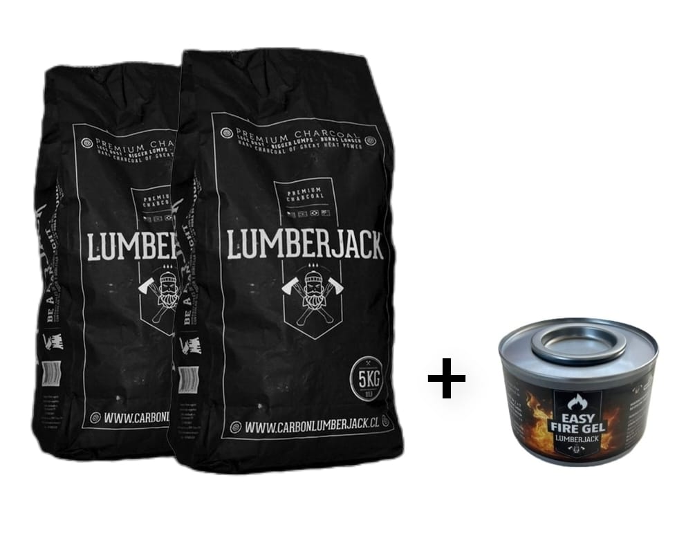 PROMO Carbón Lumberjack 5kg×2 + Iniciador de fuego Easy Fire Gel 160g
